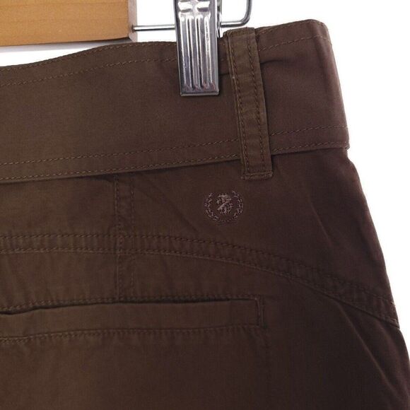 Izod Solid Brown Belted Cotton Capri Womens Size 6 - Picture 9 of 13